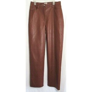 Wilfred Brown Faux Leather Straight Leg High Rise Pants Size 4 EUC